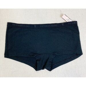 Victoria's Secret Shortie/Boy Short-Small- Black with Logo Waist NWT
